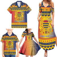 Chad Christmas Family Matching Summer Maxi Dress and Hawaiian Shirt Coat Of Arms Merry Christmas - Wonder Print Shop