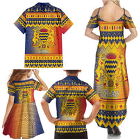 Chad Christmas Family Matching Summer Maxi Dress and Hawaiian Shirt Coat Of Arms Merry Christmas - Wonder Print Shop