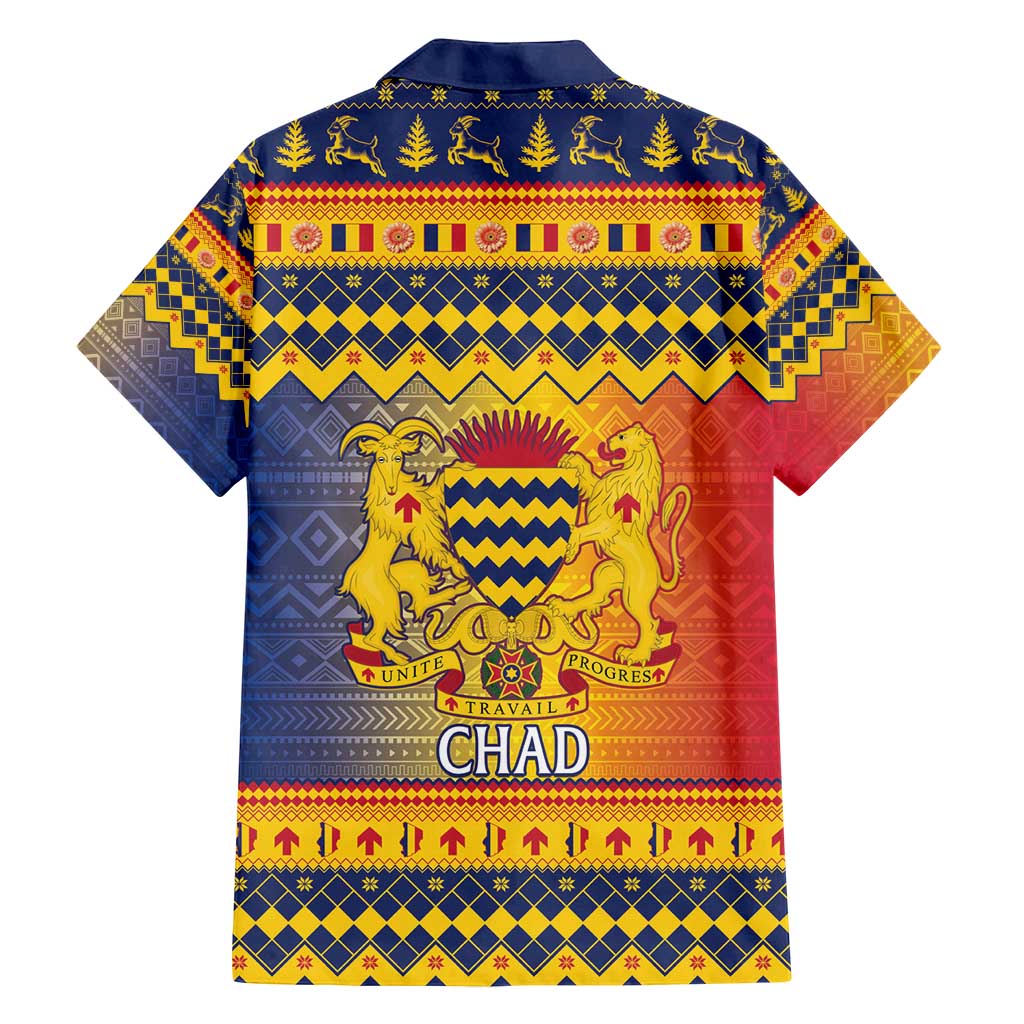 Chad Christmas Family Matching Summer Maxi Dress and Hawaiian Shirt Coat Of Arms Merry Christmas - Wonder Print Shop