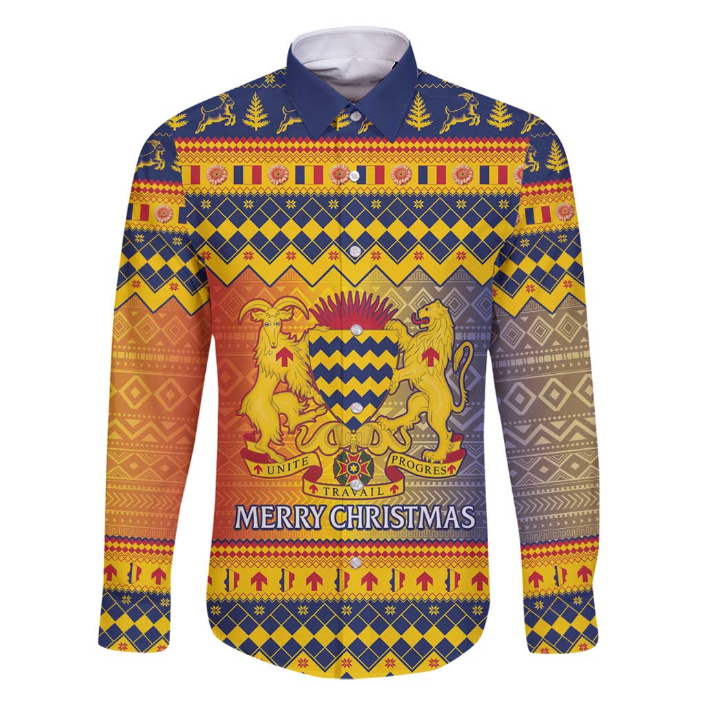 Chad Christmas Family Matching Tank Maxi Dress and Hawaiian Shirt Coat Of Arms Merry Christmas - Wonder Print Shop