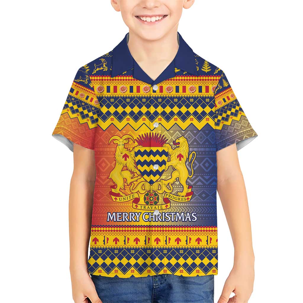 Chad Christmas Hawaiian Shirt Coat Of Arms Merry Christmas - Wonder Print Shop