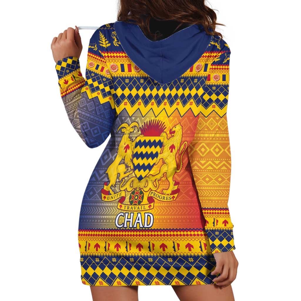 Chad Christmas Hoodie Dress Coat Of Arms Merry Christmas - Wonder Print Shop