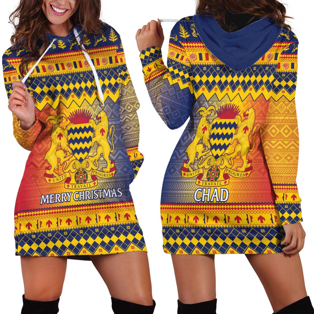 Chad Christmas Hoodie Dress Coat Of Arms Merry Christmas - Wonder Print Shop