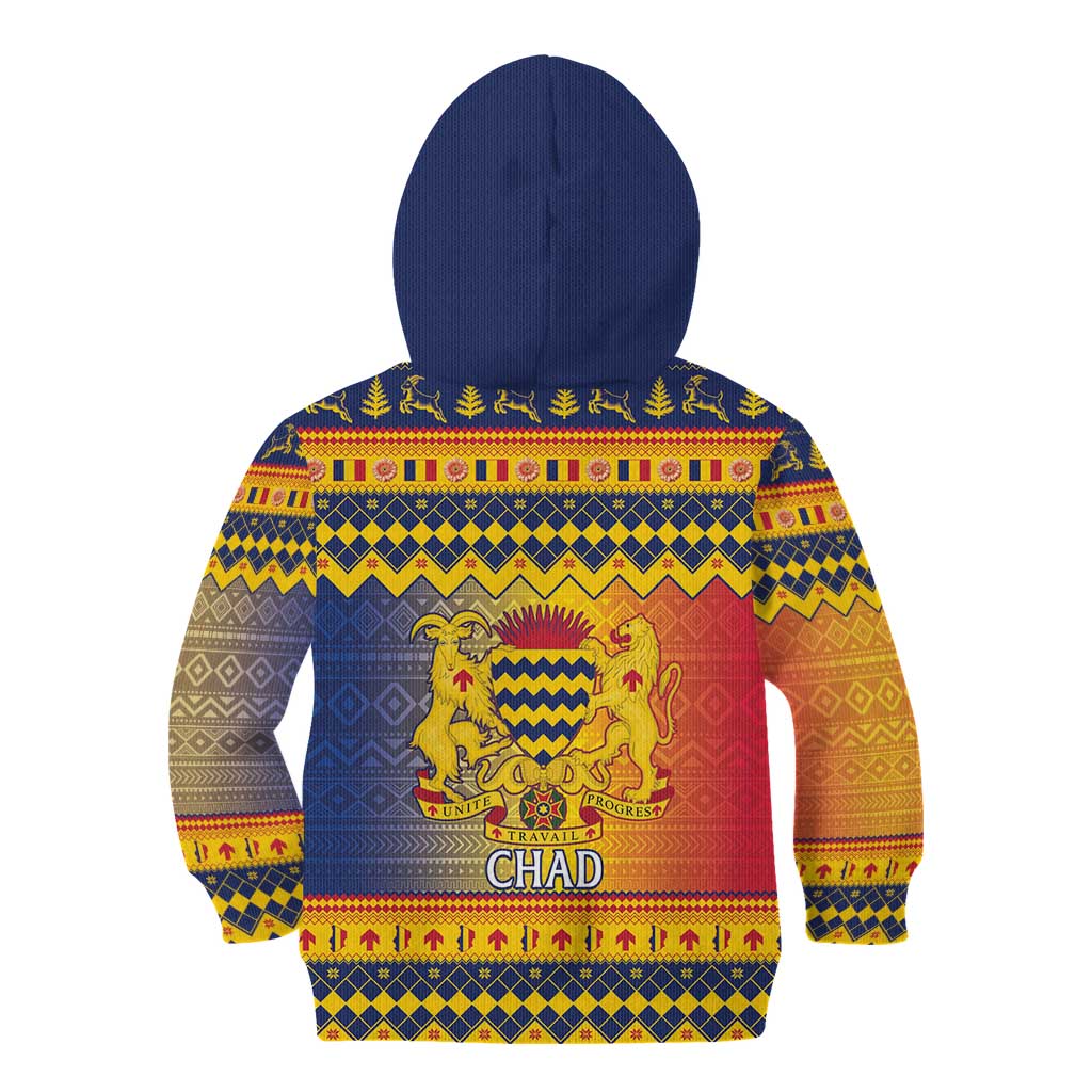 Chad Christmas Kid Hoodie Coat Of Arms Merry Christmas - Wonder Print Shop