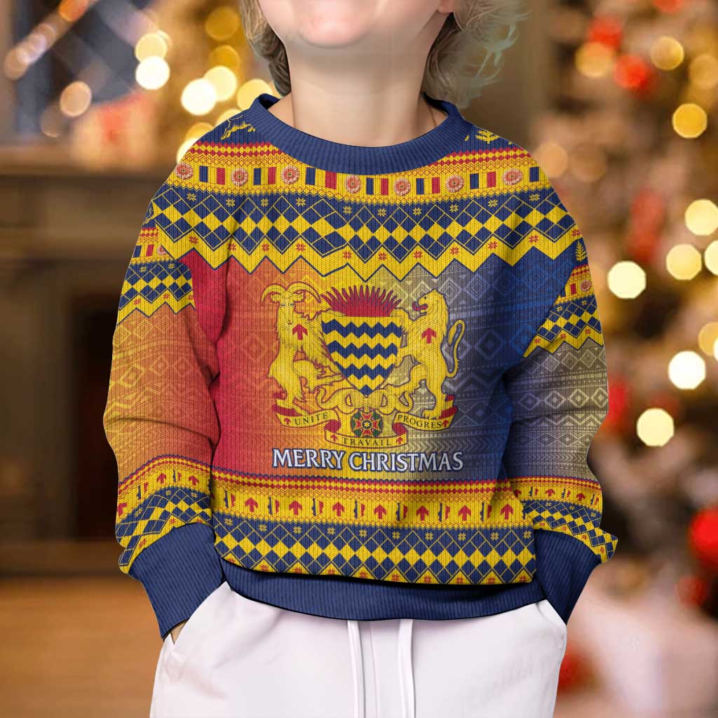 Chad Christmas Kid Ugly Christmas Sweater Coat Of Arms Merry Christmas - Wonder Print Shop