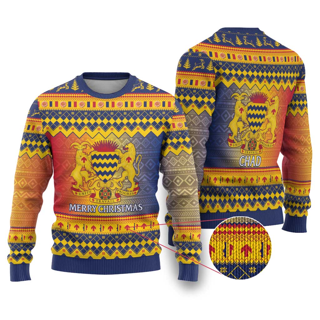 Chad Christmas Ugly Christmas Sweater Coat Of Arms Merry Christmas - Wonder Print Shop