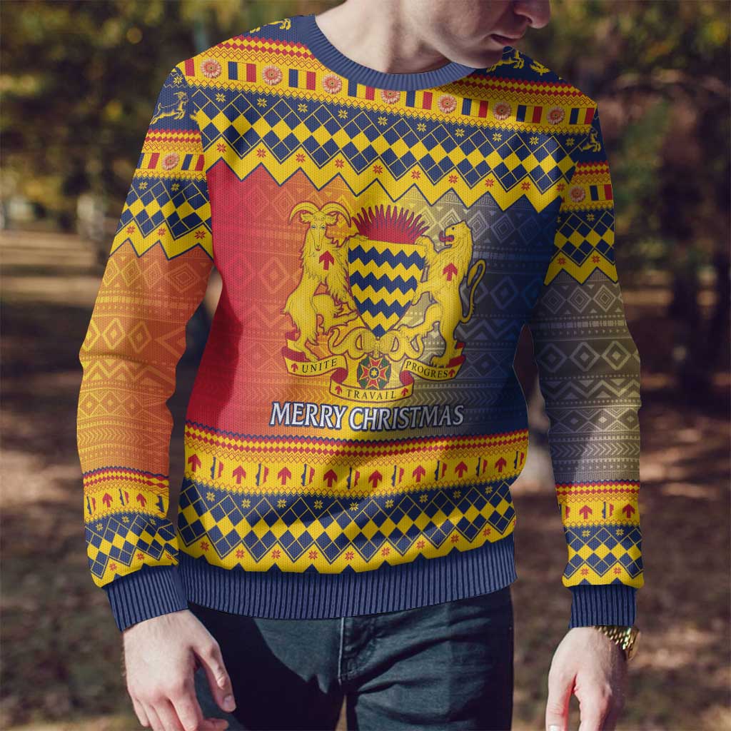 Chad Christmas Ugly Christmas Sweater Coat Of Arms Merry Christmas - Wonder Print Shop