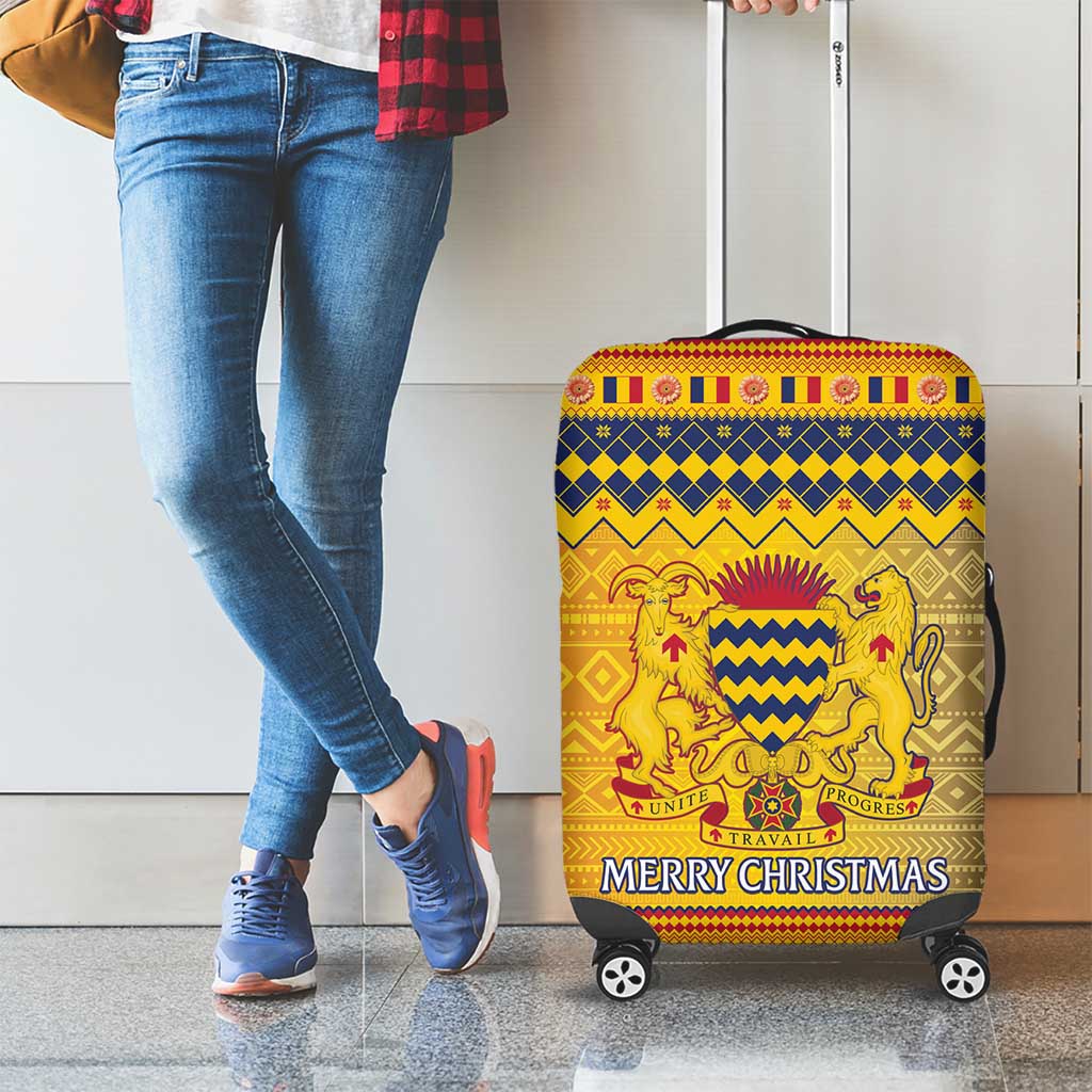 Chad Christmas Luggage Cover Coat Of Arms Merry Christmas - Wonder Print Shop