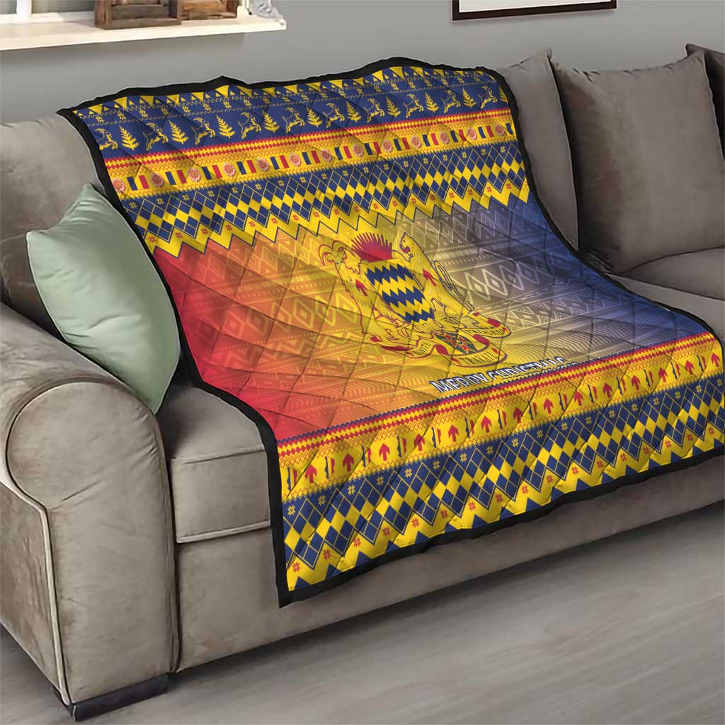 Chad Christmas Quilt Coat Of Arms Merry Christmas - Wonder Print Shop
