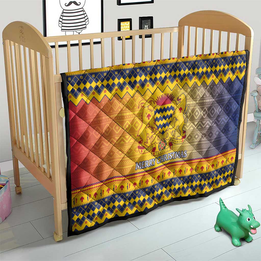 Chad Christmas Quilt Coat Of Arms Merry Christmas - Wonder Print Shop