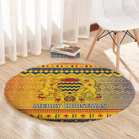 Chad Christmas Round Carpet Coat Of Arms Merry Christmas