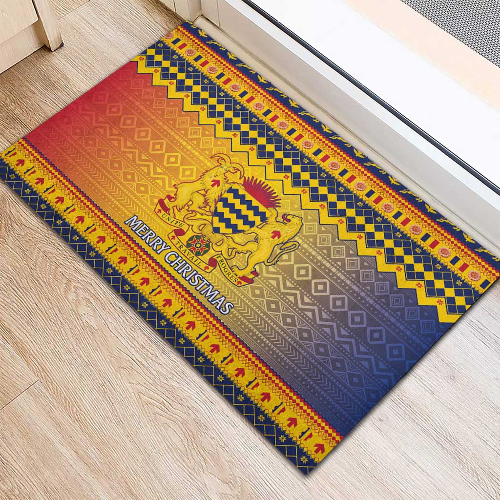 Chad Christmas Rubber Doormat Coat Of Arms Merry Christmas - Wonder Print Shop