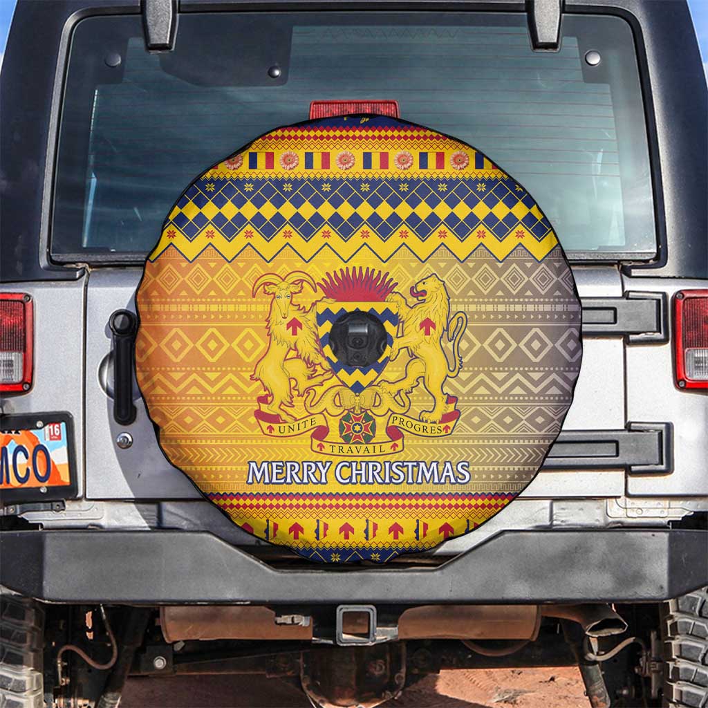 Chad Christmas Spare Tire Cover Coat Of Arms Merry Christmas - Wonder Print Shop