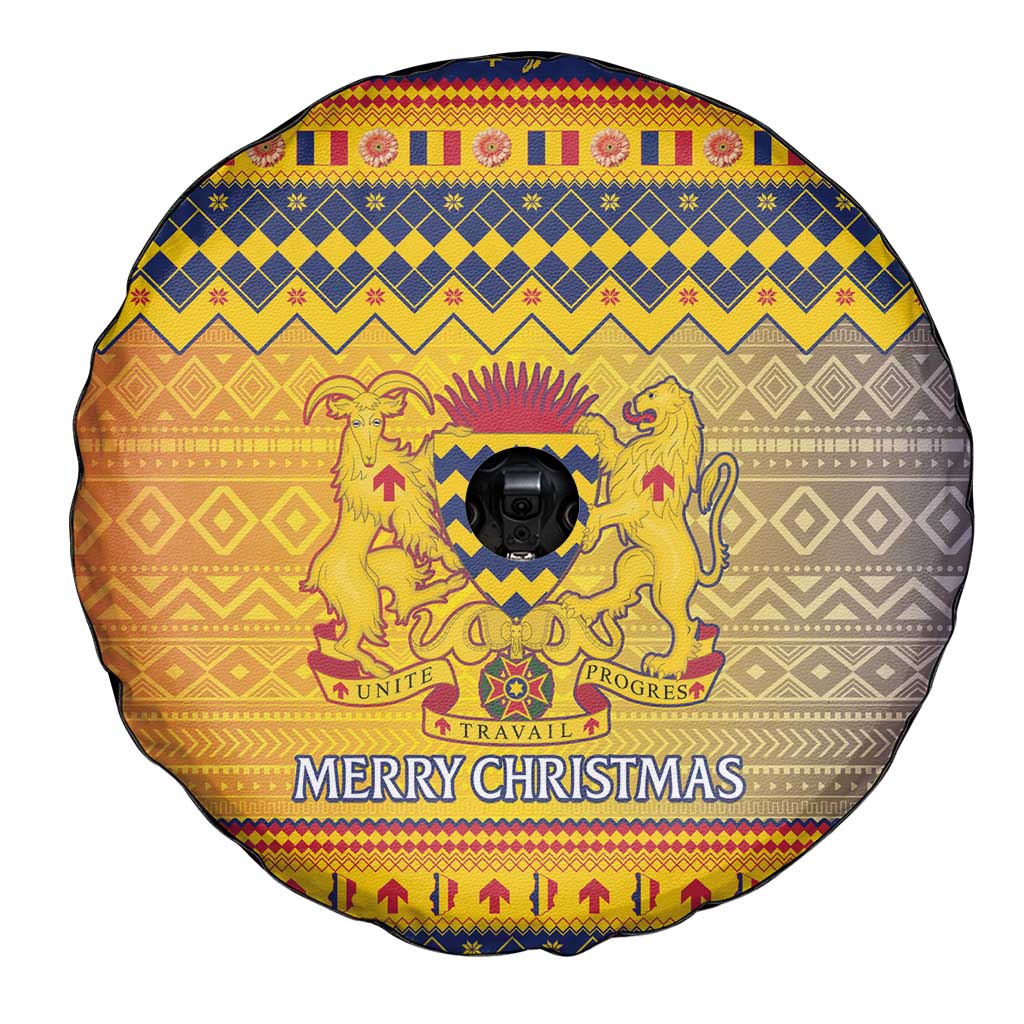 Chad Christmas Spare Tire Cover Coat Of Arms Merry Christmas - Wonder Print Shop