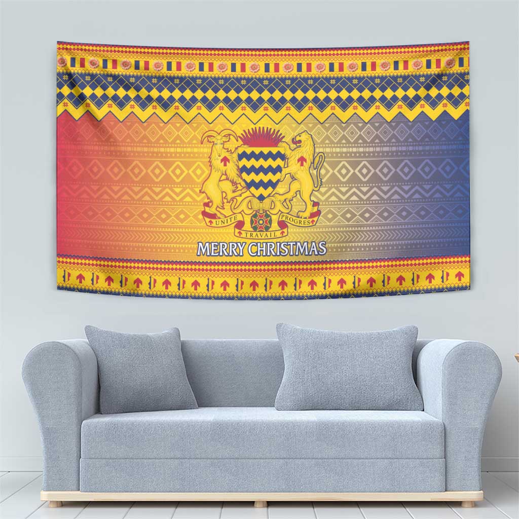Chad Christmas Tapestry Coat Of Arms Merry Christmas - Wonder Print Shop