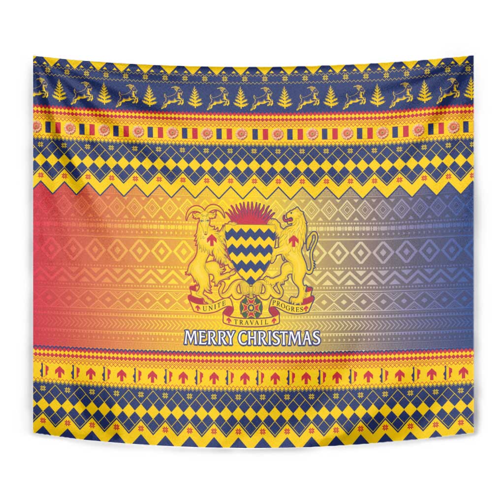Chad Christmas Tapestry Coat Of Arms Merry Christmas - Wonder Print Shop