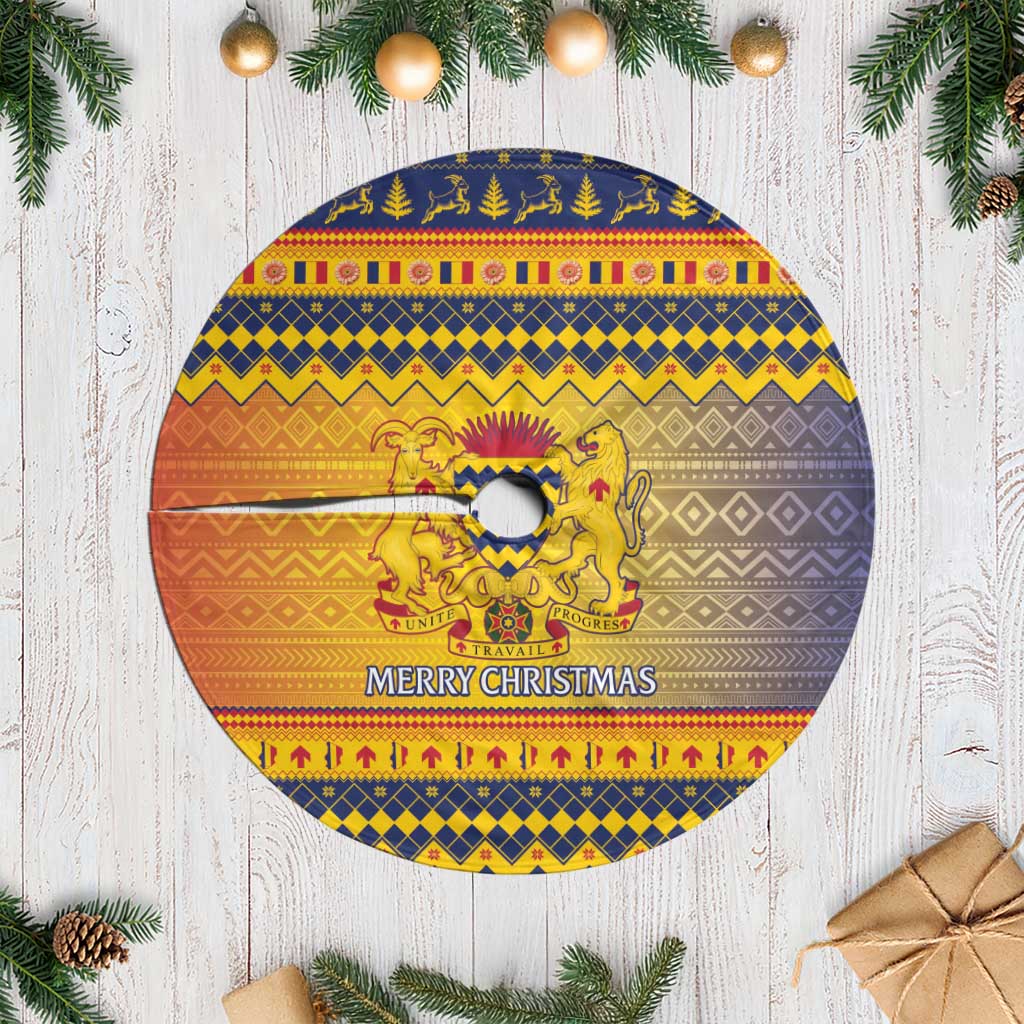 Chad Christmas Tree Skirt Coat Of Arms Merry Christmas - Wonder Print Shop