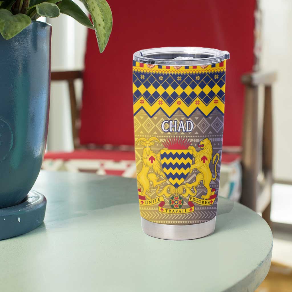 Chad Christmas Tumbler Cup Coat Of Arms Merry Christmas - Wonder Print Shop