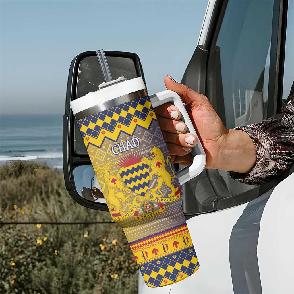 Chad Christmas Tumbler With Handle Coat Of Arms Merry Christmas - Wonder Print Shop