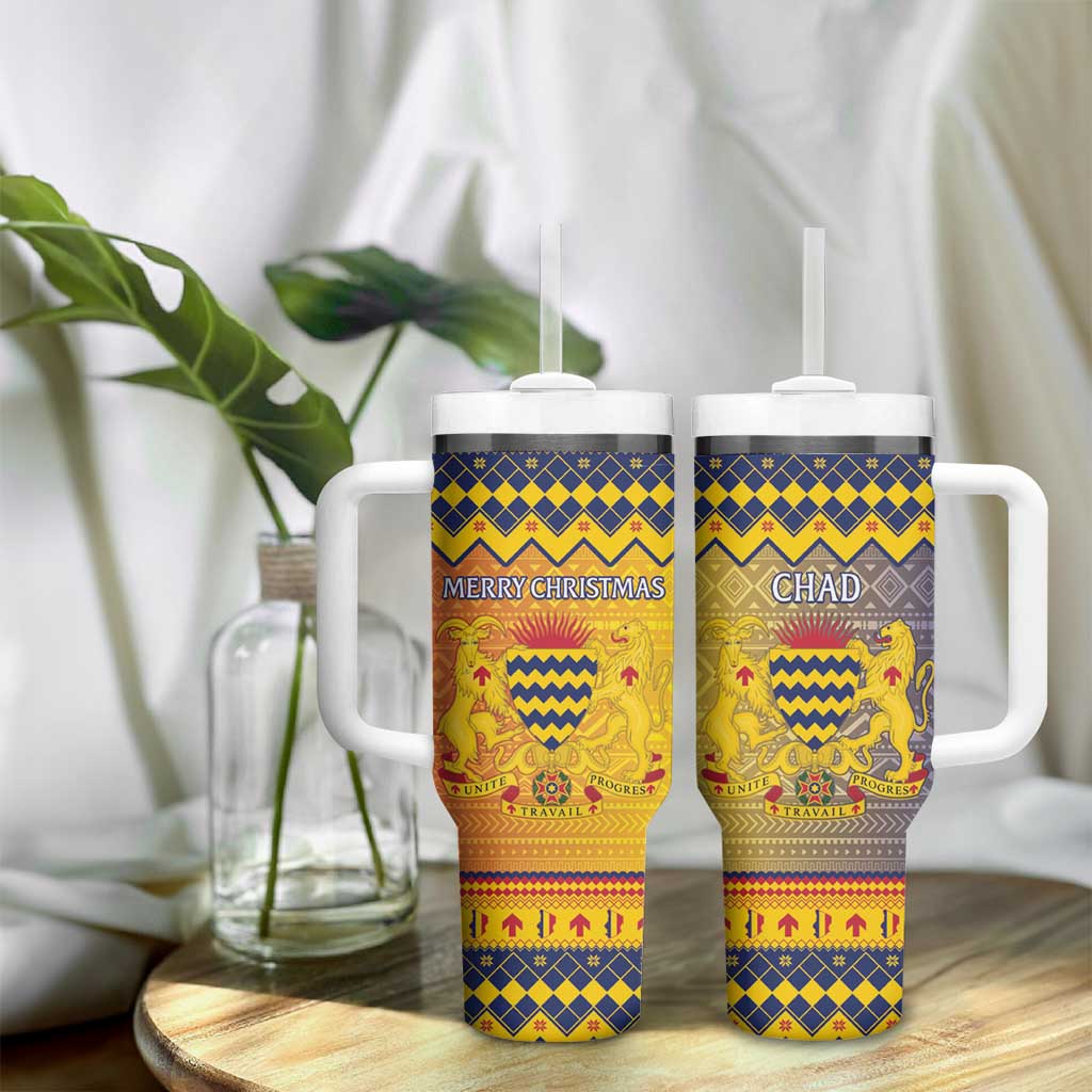 Chad Christmas Tumbler With Handle Coat Of Arms Merry Christmas - Wonder Print Shop