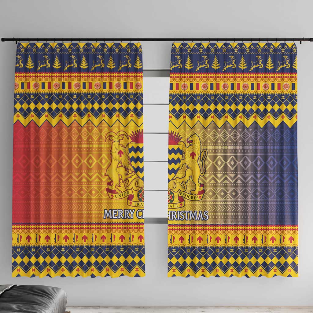 Chad Christmas Window Curtain Coat Of Arms Merry Christmas - Wonder Print Shop