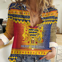 Chad Christmas Women Casual Shirt Coat Of Arms Merry Christmas - Wonder Print Shop