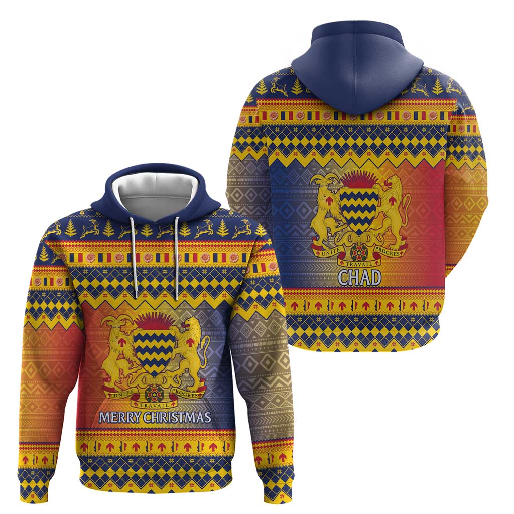 Chad Christmas Zip Hoodie Coat Of Arms Merry Christmas - Wonder Print Shop