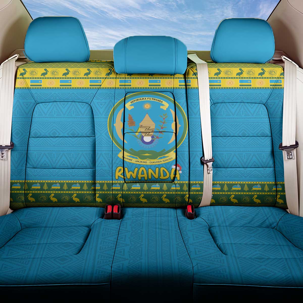 Rwanda Christmas Back Car Seat Cover Coat Of Arms Noheli Nziza - Wonder Print Shop
