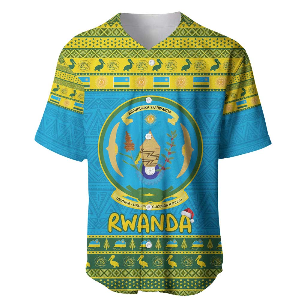 Rwanda Christmas Baseball Jersey Coat Of Arms Noheli Nziza - Wonder Print Shop