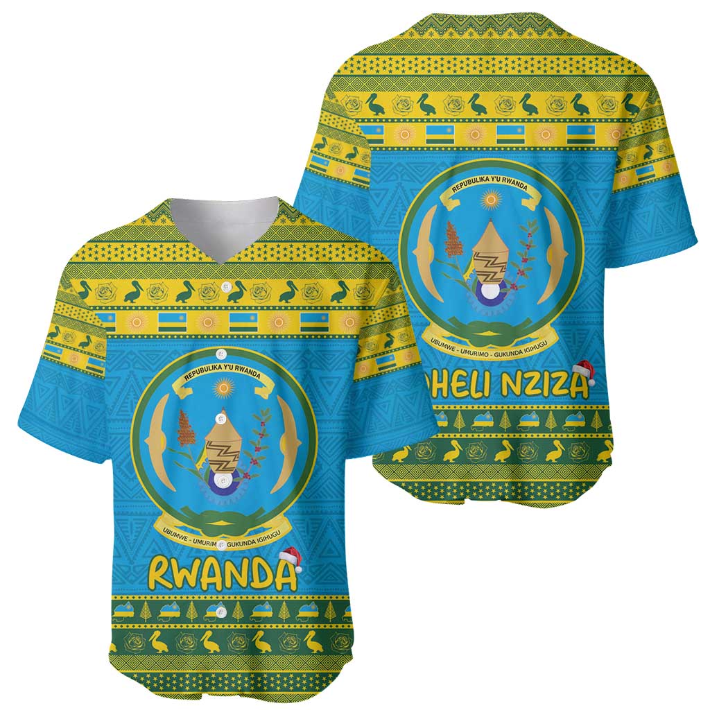 Rwanda Christmas Baseball Jersey Coat Of Arms Noheli Nziza - Wonder Print Shop