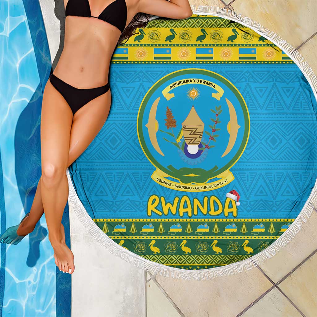 Rwanda Christmas Beach Blanket Coat Of Arms Noheli Nziza - Wonder Print Shop