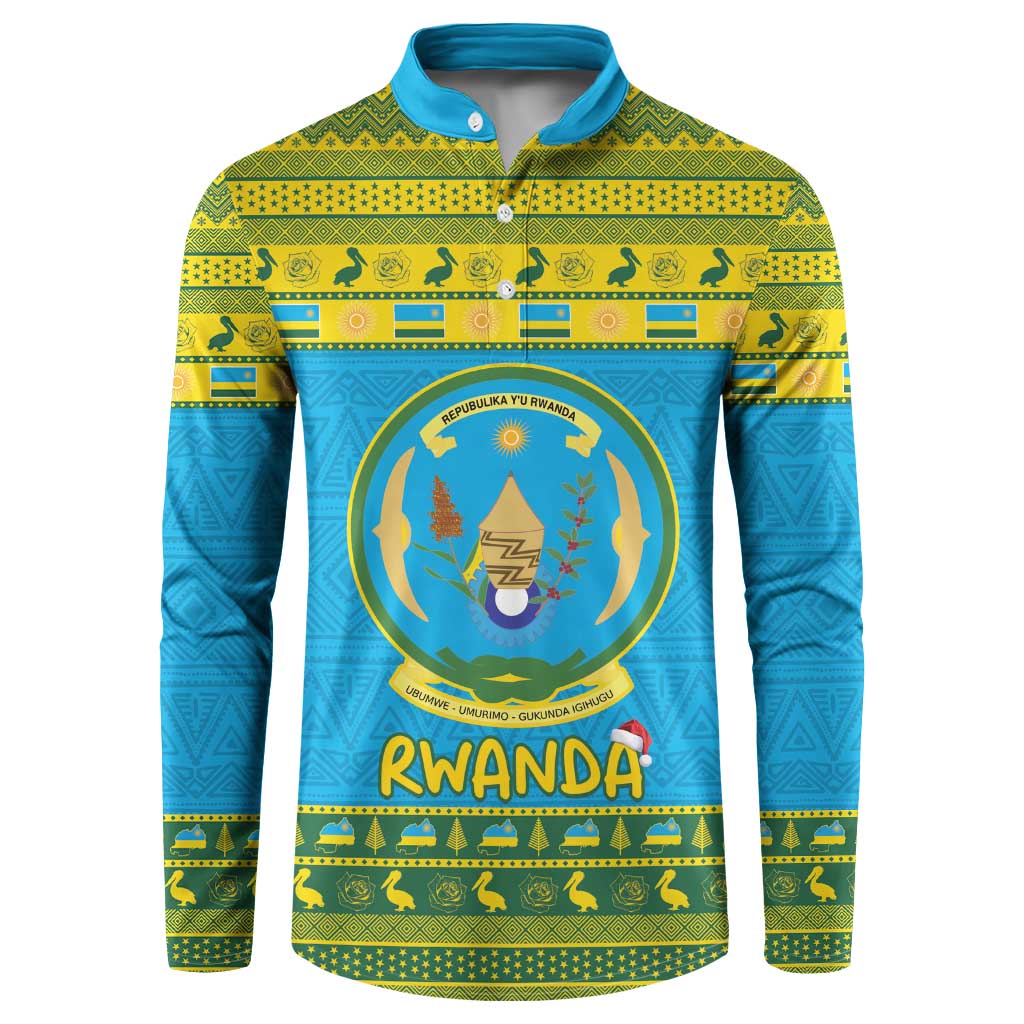Rwanda Christmas Button Sweatshirt Coat Of Arms Noheli Nziza - Wonder Print Shop