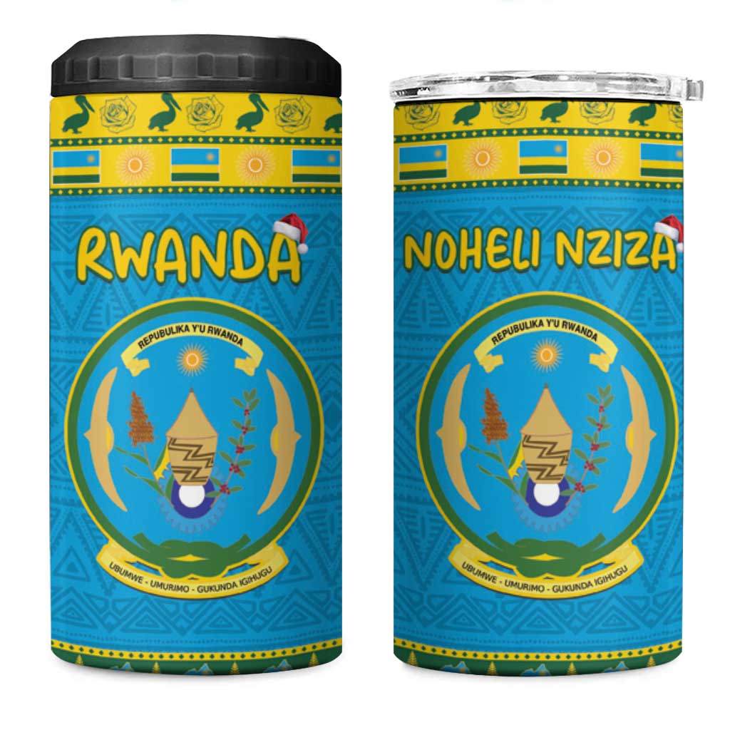 Rwanda Christmas 4 in 1 Can Cooler Tumbler Coat Of Arms Noheli Nziza - Wonder Print Shop