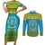 Rwanda Christmas Couples Matching Short Sleeve Bodycon Dress and Long Sleeve Button Shirt Coat Of Arms Noheli Nziza - Wonder Print Shop