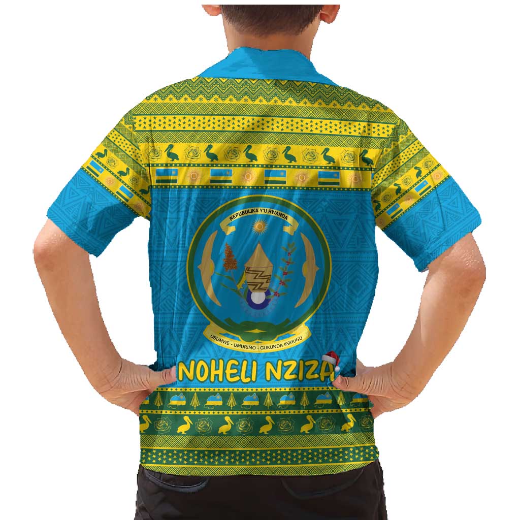Rwanda Christmas Family Matching Mermaid Dress and Hawaiian Shirt Coat Of Arms Noheli Nziza - Wonder Print Shop