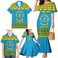 Rwanda Christmas Family Matching Mermaid Dress and Hawaiian Shirt Coat Of Arms Noheli Nziza - Wonder Print Shop