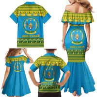 Rwanda Christmas Family Matching Mermaid Dress and Hawaiian Shirt Coat Of Arms Noheli Nziza - Wonder Print Shop