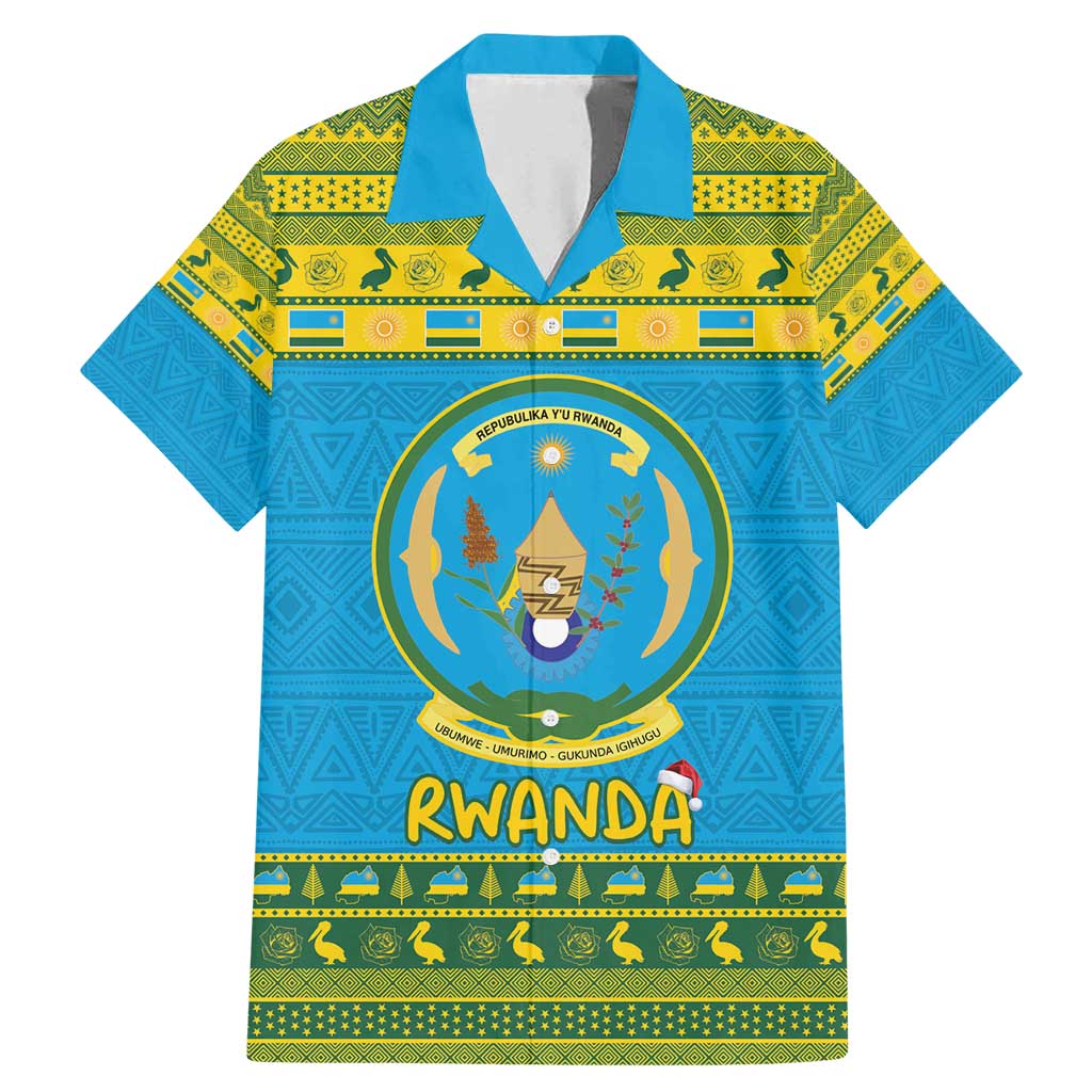 Rwanda Christmas Family Matching Mermaid Dress and Hawaiian Shirt Coat Of Arms Noheli Nziza - Wonder Print Shop