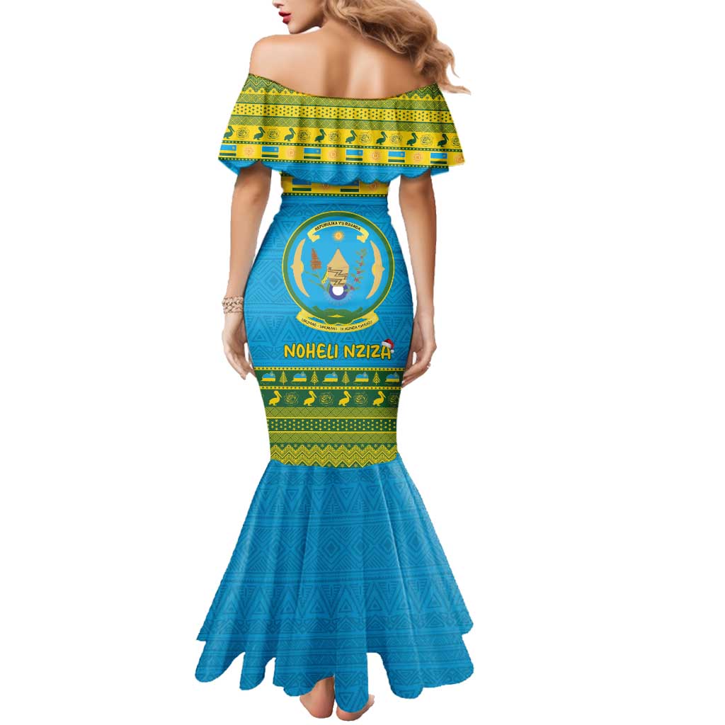 Rwanda Christmas Family Matching Mermaid Dress and Hawaiian Shirt Coat Of Arms Noheli Nziza - Wonder Print Shop