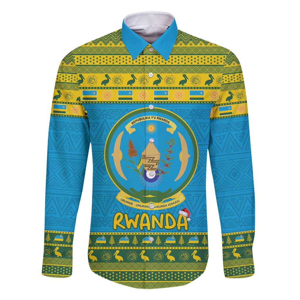 Rwanda Christmas Family Matching Off Shoulder Maxi Dress and Hawaiian Shirt Coat Of Arms Noheli Nziza - Wonder Print Shop