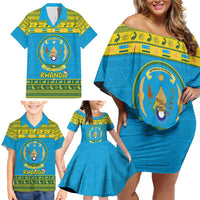 Rwanda Christmas Family Matching Off Shoulder Short Dress and Hawaiian Shirt Coat Of Arms Noheli Nziza - Wonder Print Shop