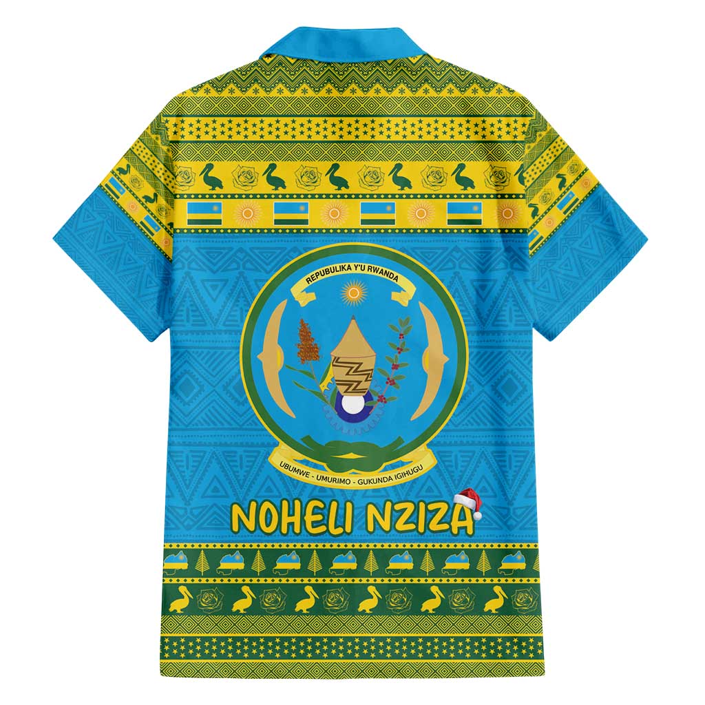 Rwanda Christmas Family Matching Off Shoulder Short Dress and Hawaiian Shirt Coat Of Arms Noheli Nziza - Wonder Print Shop