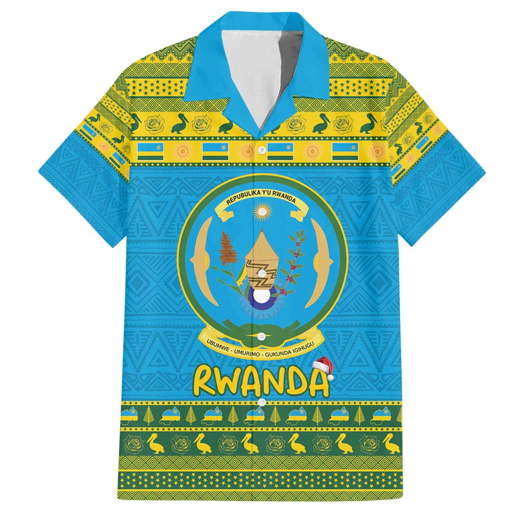 Rwanda Christmas Family Matching Puletasi and Hawaiian Shirt Coat Of Arms Noheli Nziza - Wonder Print Shop