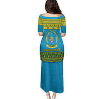 Rwanda Christmas Family Matching Puletasi and Hawaiian Shirt Coat Of Arms Noheli Nziza - Wonder Print Shop