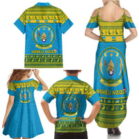 Rwanda Christmas Family Matching Summer Maxi Dress and Hawaiian Shirt Coat Of Arms Noheli Nziza - Wonder Print Shop