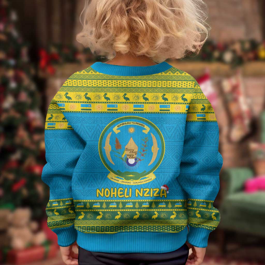 Rwanda Christmas Kid Ugly Christmas Sweater Coat Of Arms Noheli Nziza - Wonder Print Shop