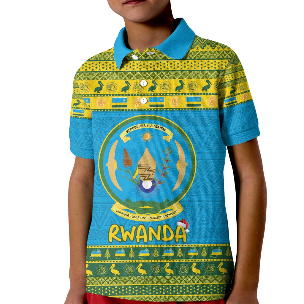 Rwanda Christmas Kid Polo Shirt Coat Of Arms Noheli Nziza - Wonder Print Shop