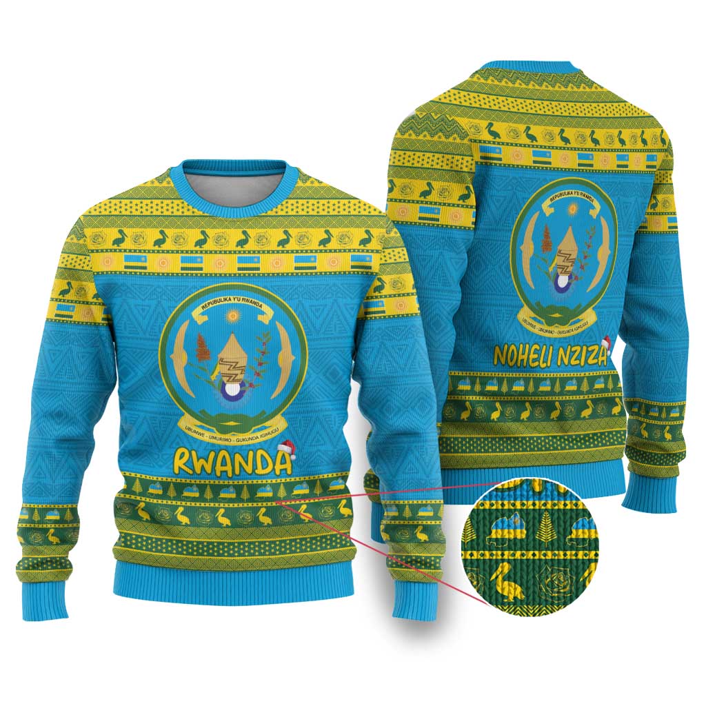 Rwanda Christmas Ugly Christmas Sweater Coat Of Arms Noheli Nziza - Wonder Print Shop
