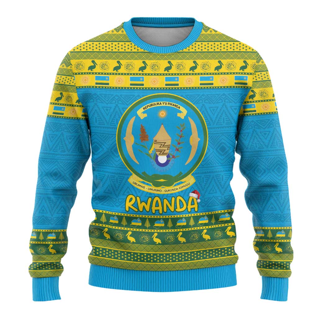 Rwanda Christmas Ugly Christmas Sweater Coat Of Arms Noheli Nziza - Wonder Print Shop