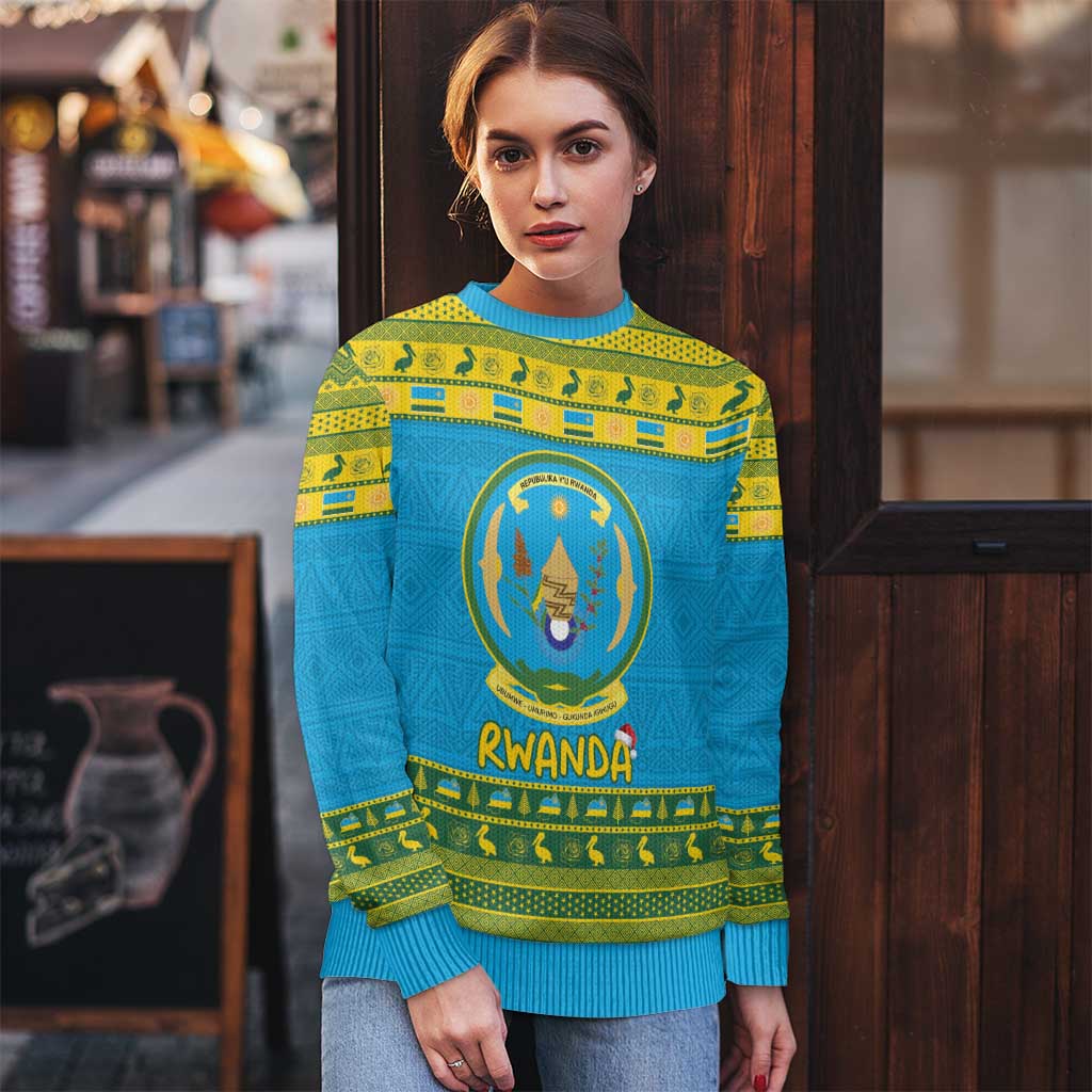 Rwanda Christmas Ugly Christmas Sweater Coat Of Arms Noheli Nziza - Wonder Print Shop